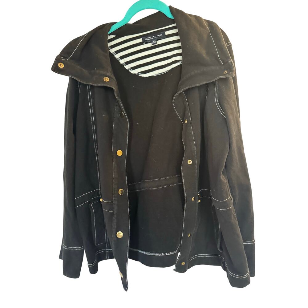 Jones New York Signature Woman Black Jacket w/ Contrast Stitching | Size 2X